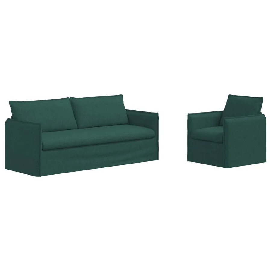 Ensemble de Canapés 2 pcs Vert foncé 196 x 82 x 85 cm Tissu - 2