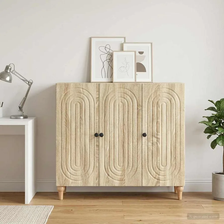 Buffet Chêne Sonoma 89 x 34,5 x 80 cm Bois d'ingénierie - 4