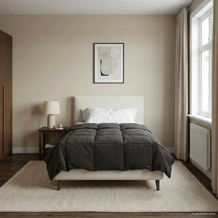 Duvet complet toute l'année Anthracite 155 x 220 cm Microfibre