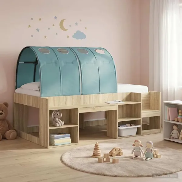 Tunnel de lit 2 pcs Bleu clair 211 x 67,5 x 2 cm Polyester