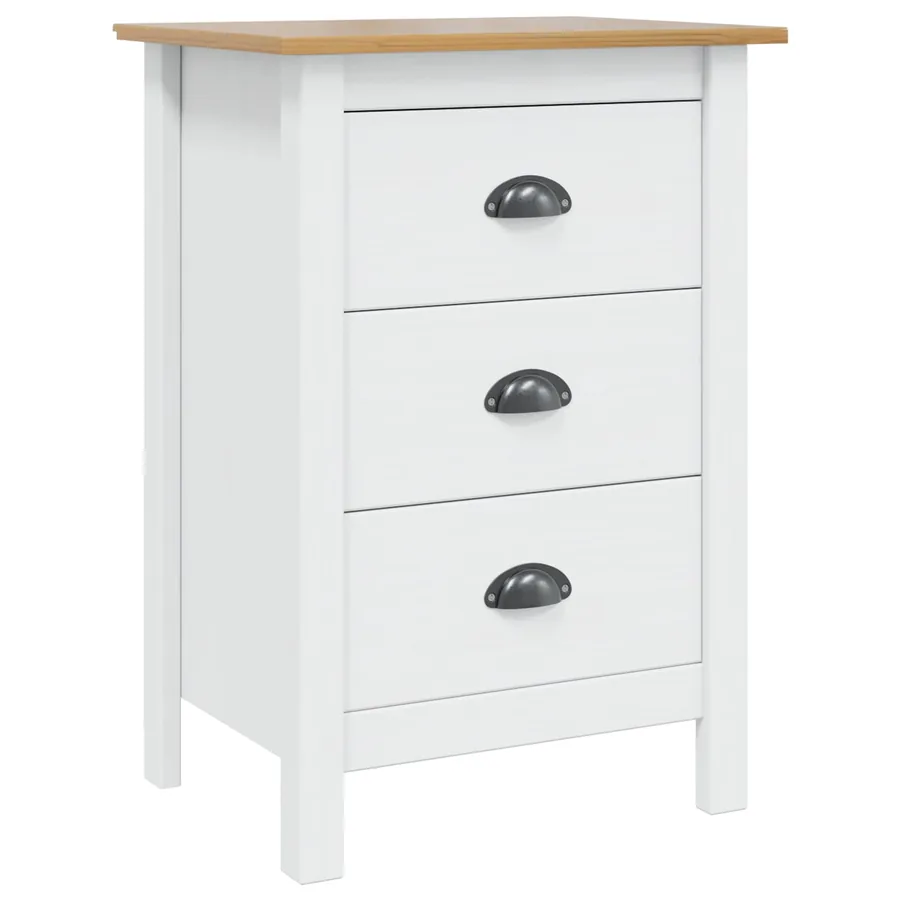 Cabinet de chevet HILL Blanc et marron miel 46 x 35 x 65 cm - 2