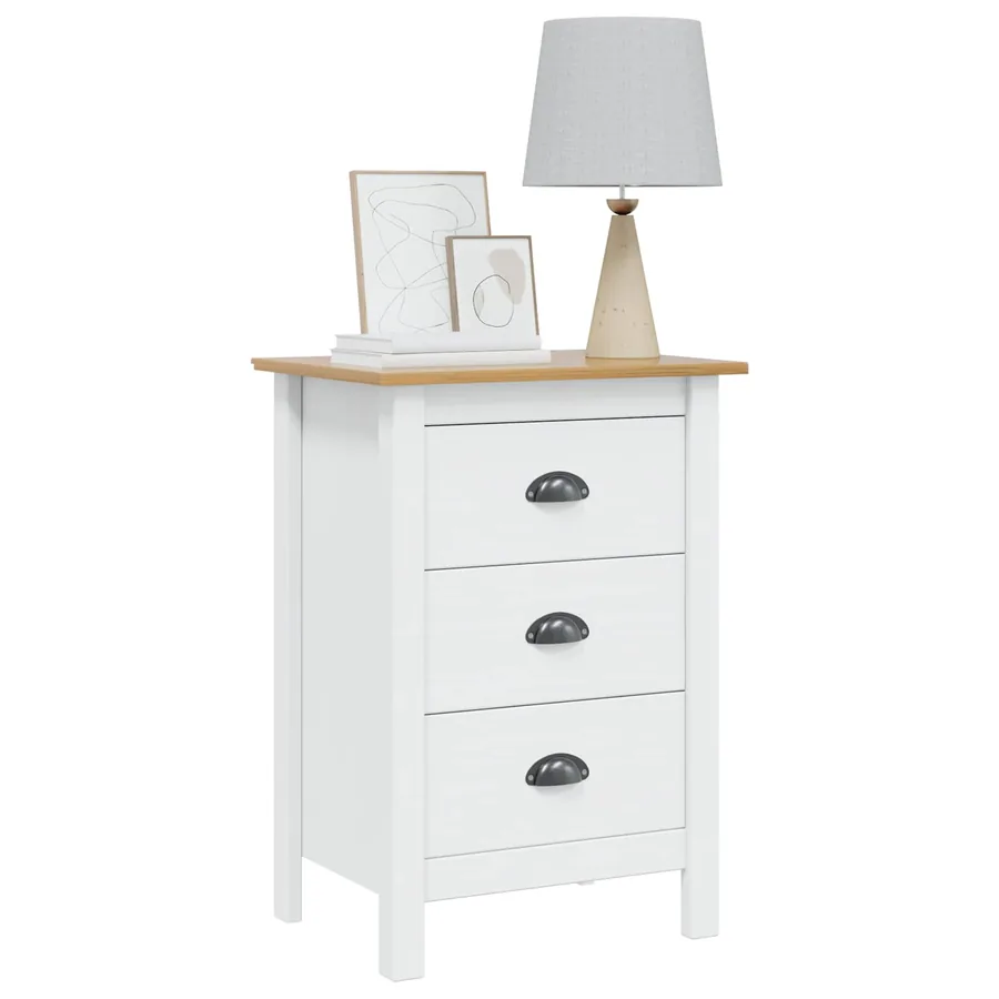 Cabinet de chevet HILL Blanc et marron miel 46 x 35 x 65 cm - 3