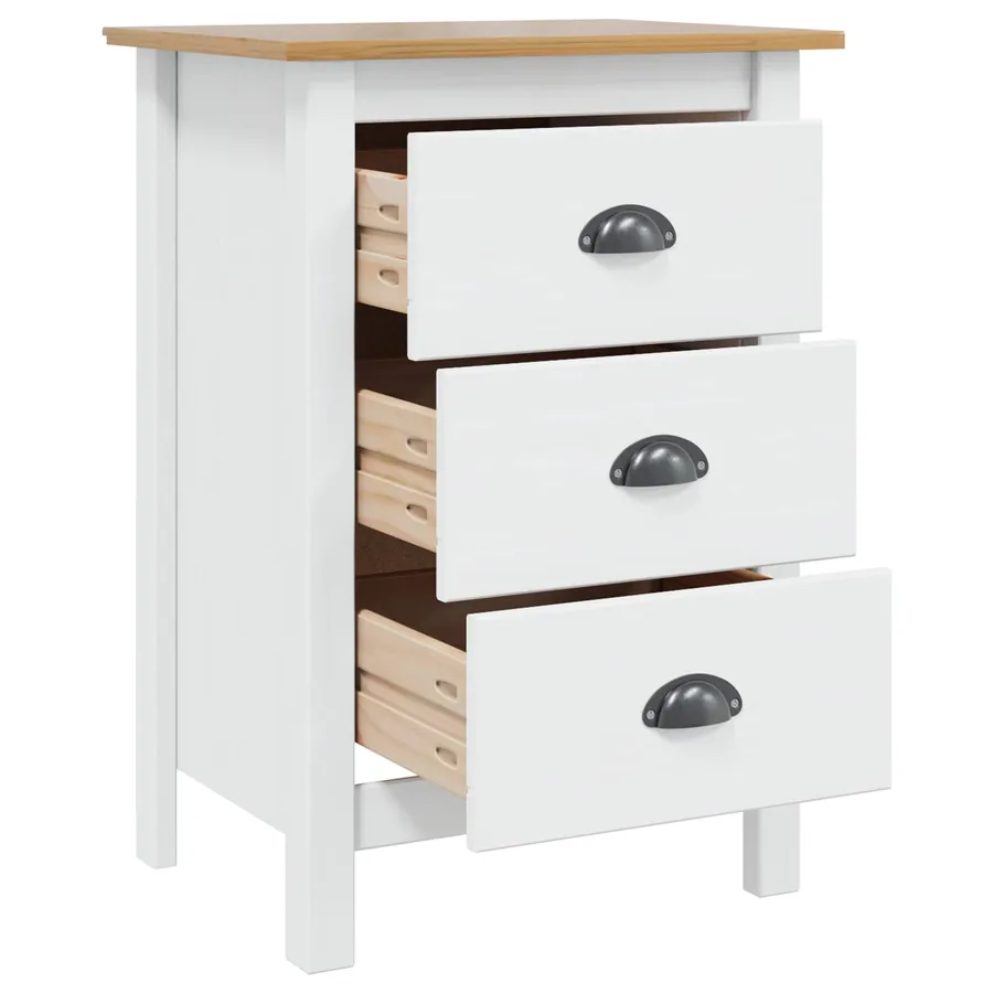 Cabinet de chevet HILL Blanc et marron miel 46 x 35 x 65 cm - 4