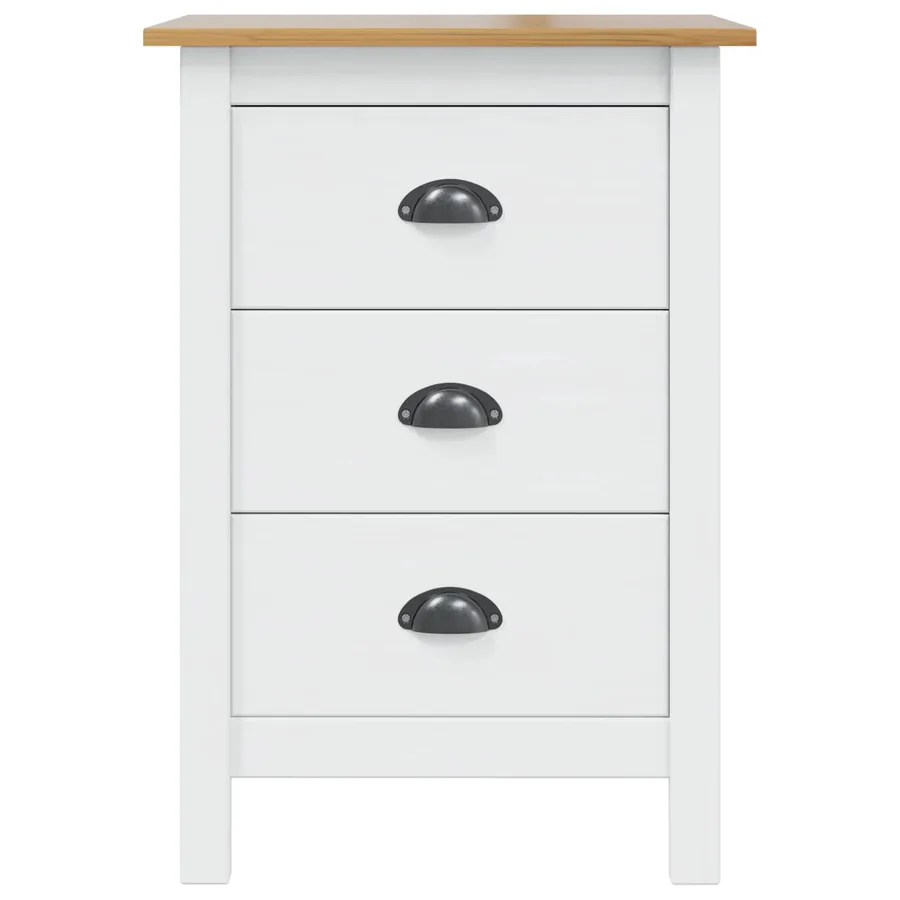Cabinet de chevet HILL Blanc et marron miel 46 x 35 x 65 cm - 5