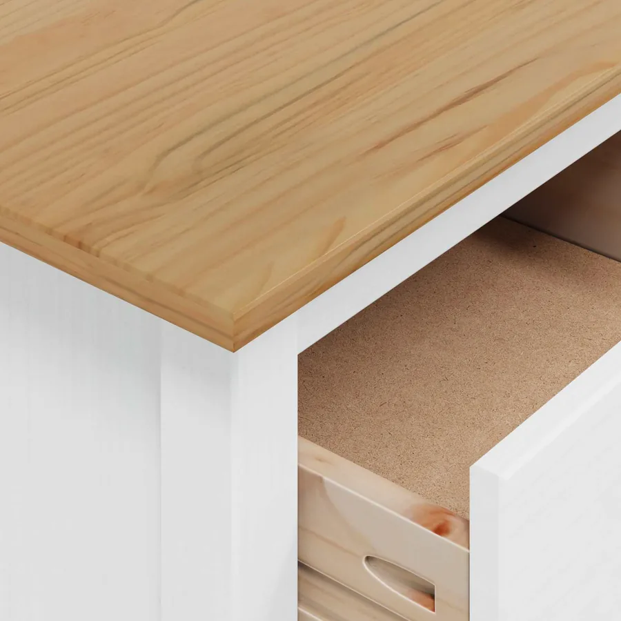 Cabinet de chevet HILL Blanc et marron miel 46 x 35 x 65 cm - 8