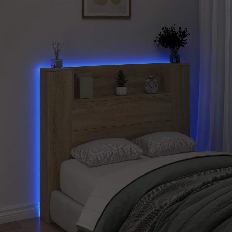 Cabinet de Tête de Lit avec LED Sonoma 120 x 16,5 x 103,5 cm - 4