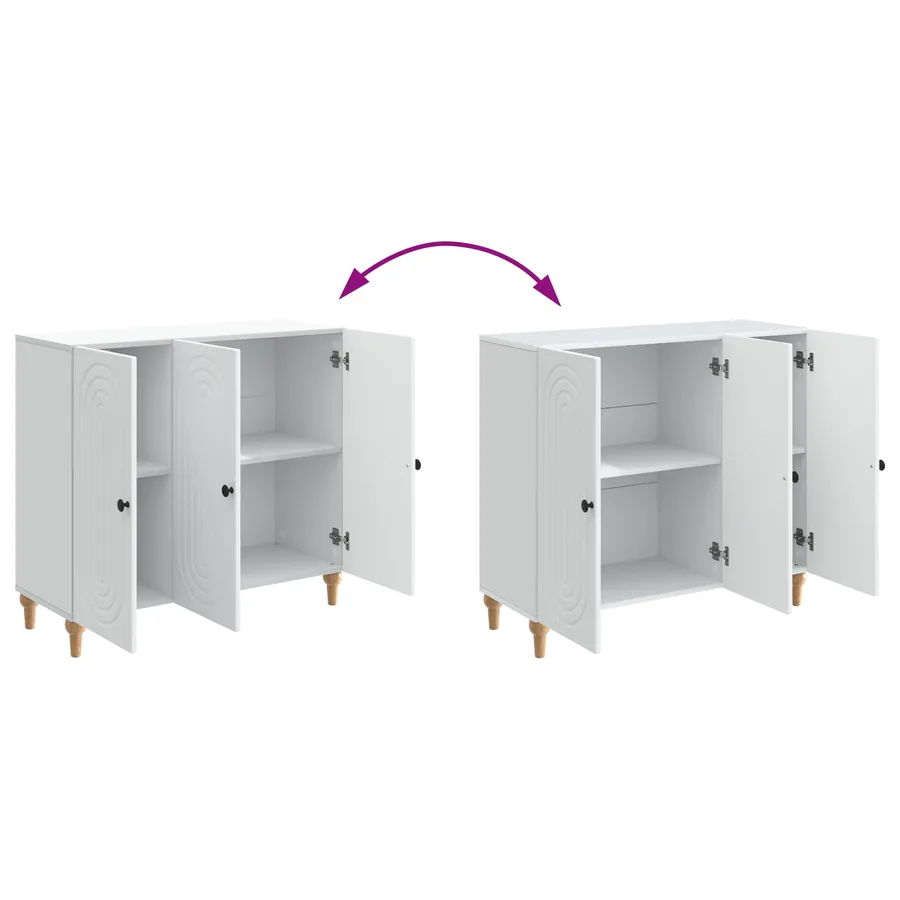 Buffet Blanc 89 x 34,5 x 80 cm Bois d'ingénierie - 11