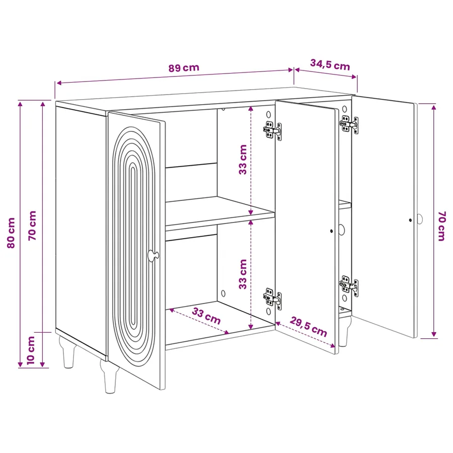 Buffet Blanc 89 x 34,5 x 80 cm Bois d'ingénierie - 12