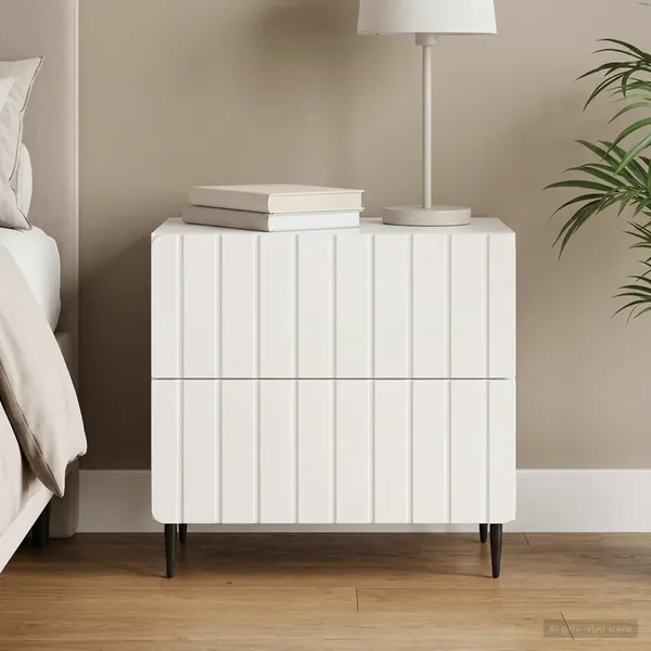 Cabinet de chevet Blanc brillant 62 x 34,5 x 49,5 cm