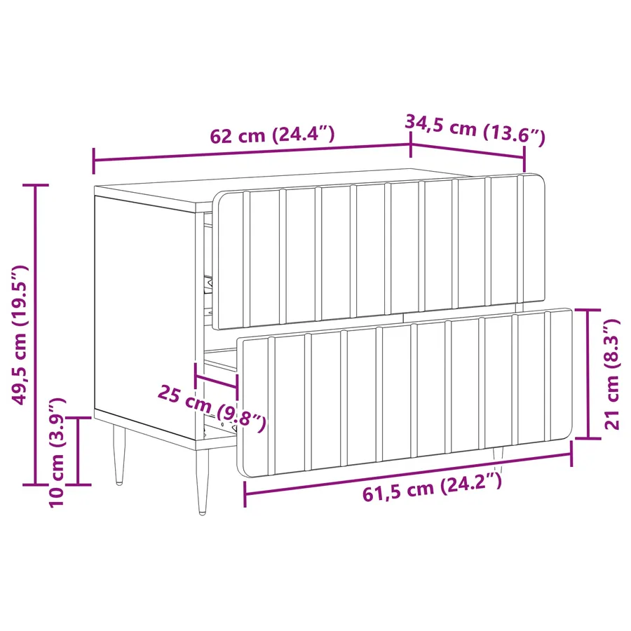 Cabinet de chevet Blanc brillant 62 x 34,5 x 49,5 cm - 11