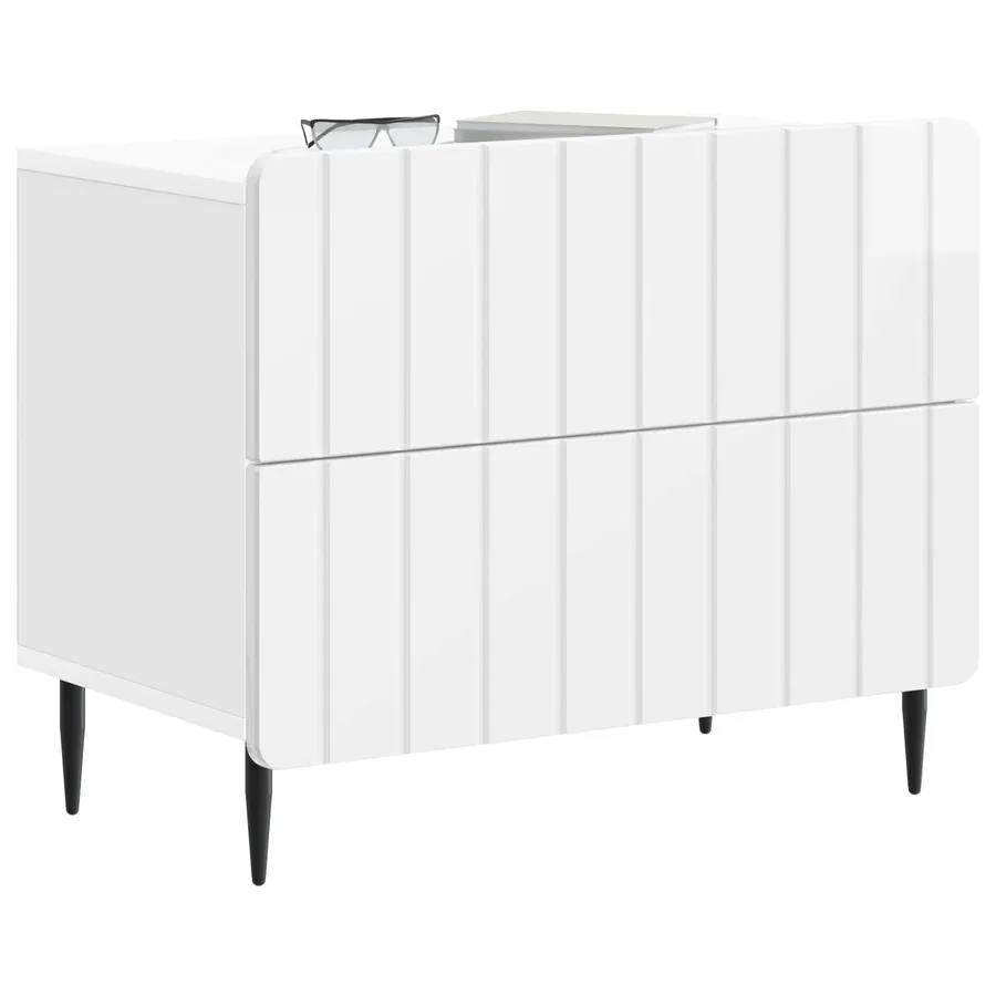 Cabinet de chevet Blanc brillant 62 x 34,5 x 49,5 cm - 3