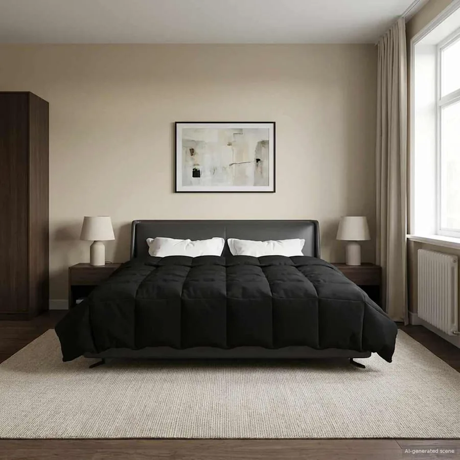Duvet d'été simple Matelassé Noir 240 x 260 cm Microfibre - 4