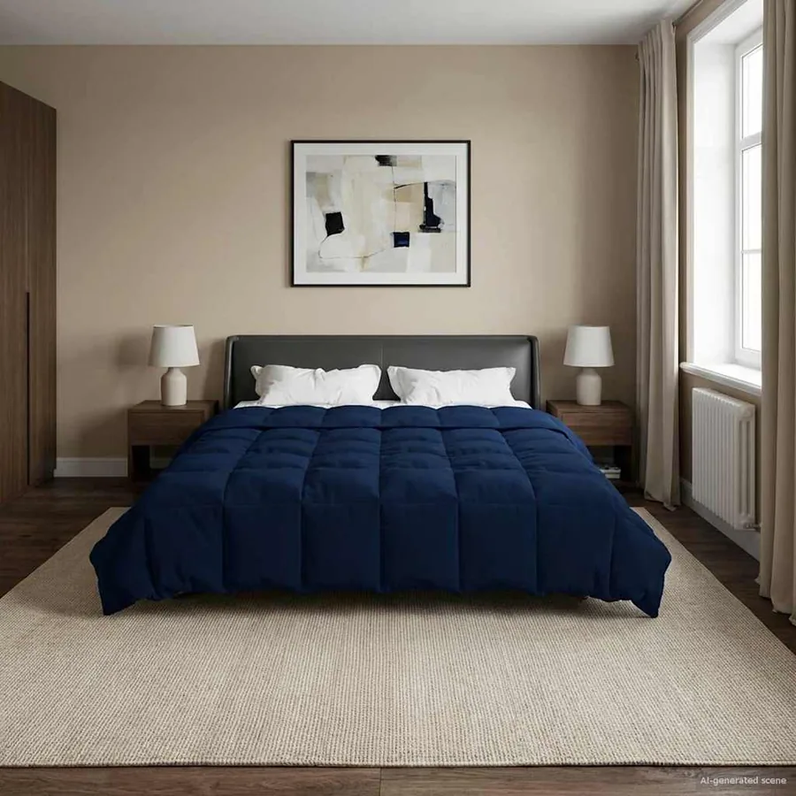 Duvet complet toute l'année Bleu foncé 200 x 200 cm Microfibre