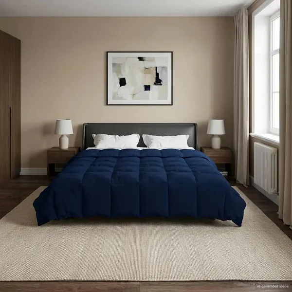 Duvet complet toute l'année Bleu foncé 200 x 200 cm Microfibre
