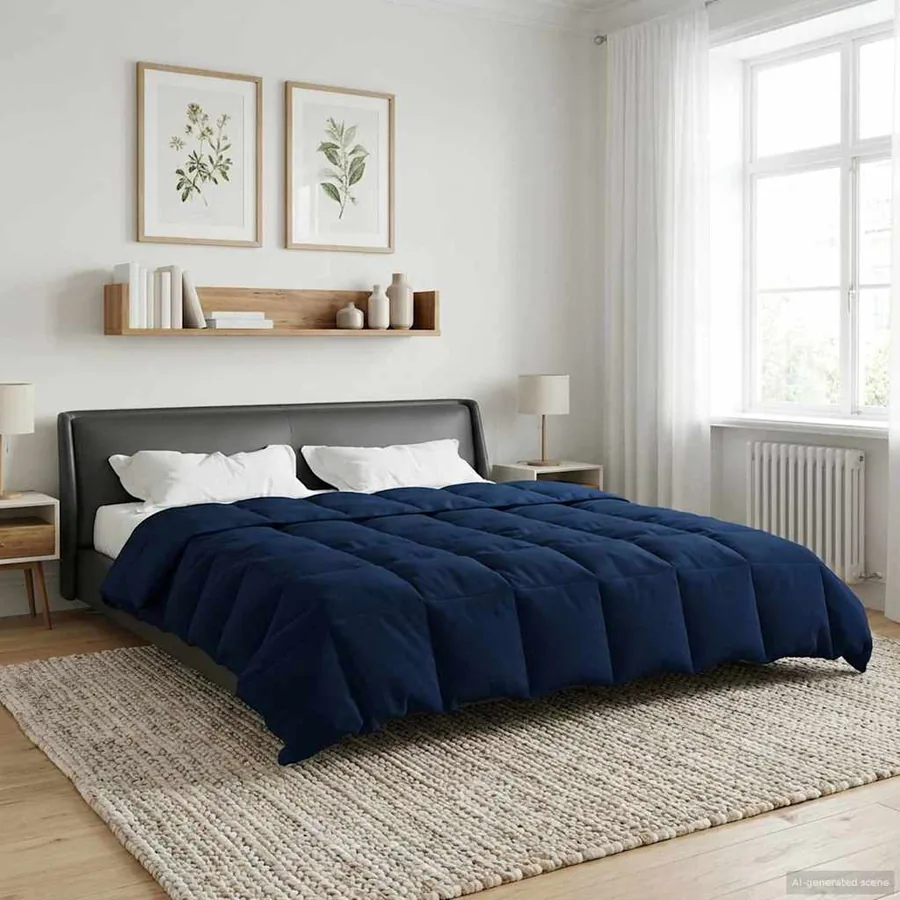 Duvet complet toute l'année Bleu foncé 200 x 200 cm Microfibre - 4