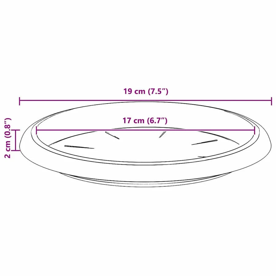 Plateau à fleurs rond 6 pcs Rouge brique Ø 19 x 2 cm Plastique - 8