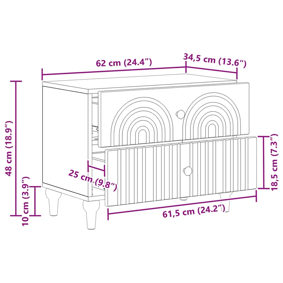 Cabinet de chevet avec tiroir Blanc brillant 62 x 34,5 x 48 cm - 11