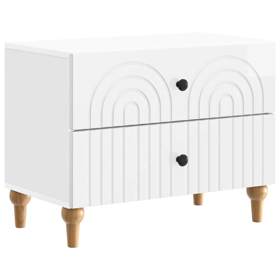 Cabinet de chevet avec tiroir Blanc brillant 62 x 34,5 x 48 cm - 2