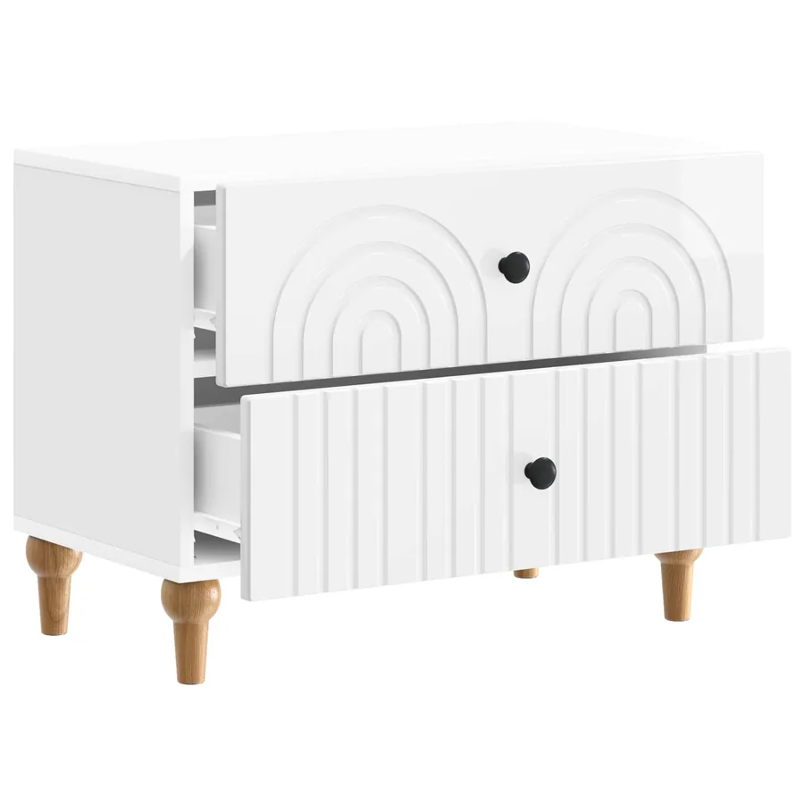 Cabinet de chevet avec tiroir Blanc brillant 62 x 34,5 x 48 cm - 4