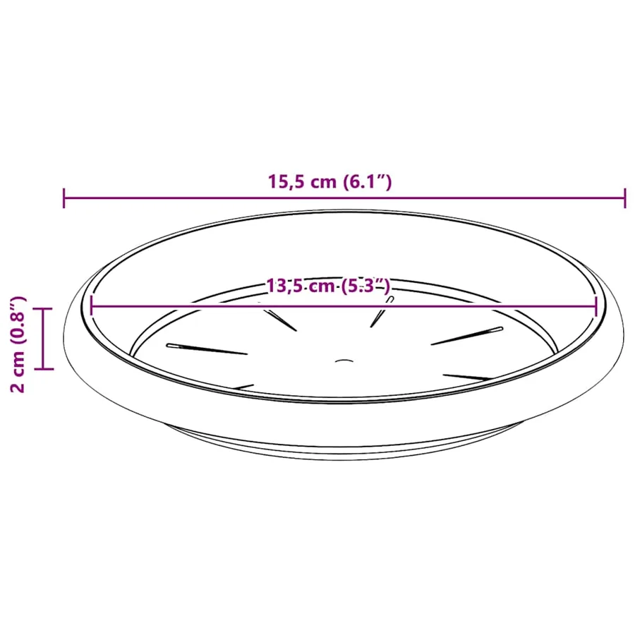 Plateau à fleurs rond 24 pcs Noir Ø 15,5 x 2 cm Plastique - 10