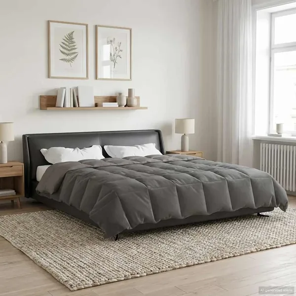 Duvet complet toute l'année Gris clair 220 x 240 cm Microfibre