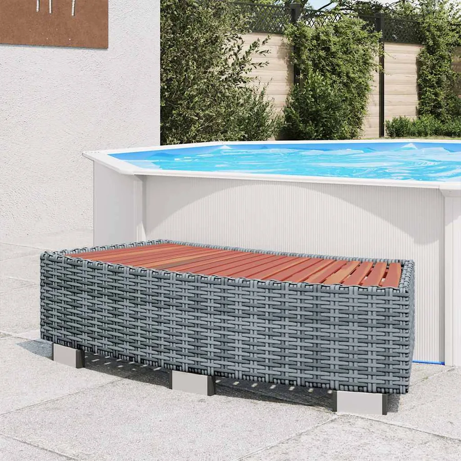 Marche de spa Gris Résine tressée 92 x 45 x 25 cm
