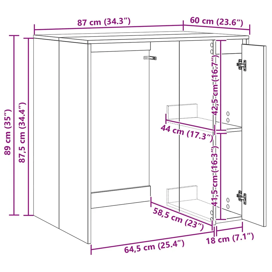 Armoire pour machine à laver Gris Sonoma 87 x 60 x 89 cm - 11