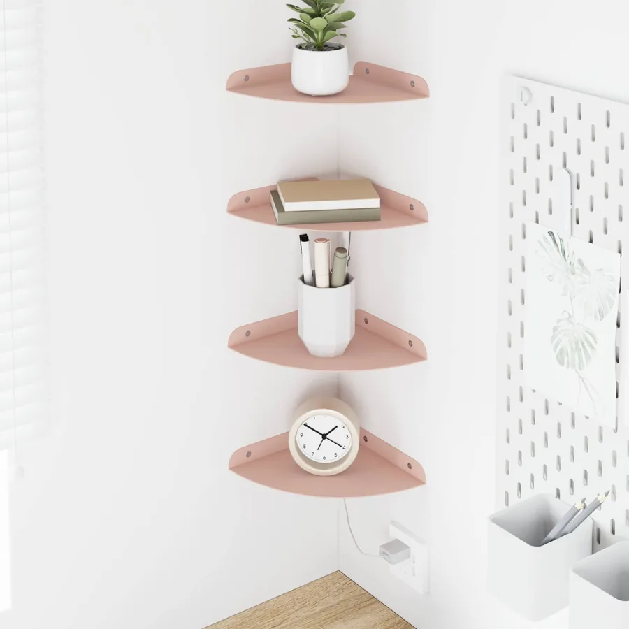 Étagère flottante avec étagère 4 pcs Rose 18 x 18 x 2 cm