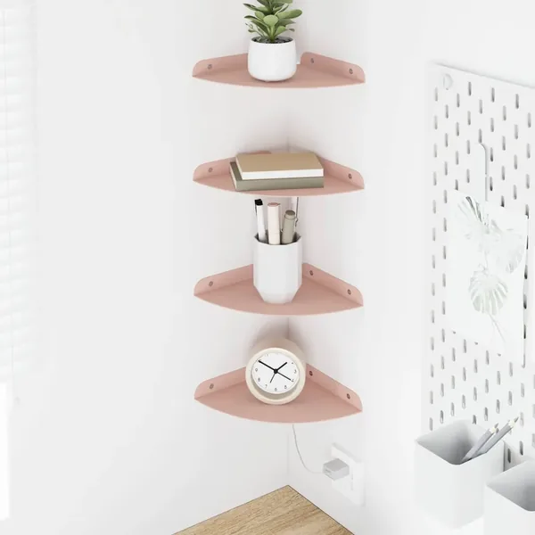 Étagère flottante avec étagère 4 pcs Rose 18 x 18 x 2 cm