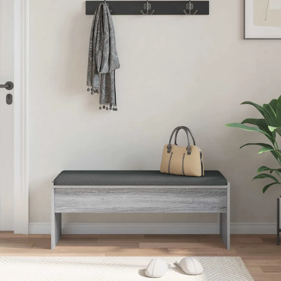 Banc d'entrée avec coussin Gris Sonoma 103 x 38 x 40 cm - 4