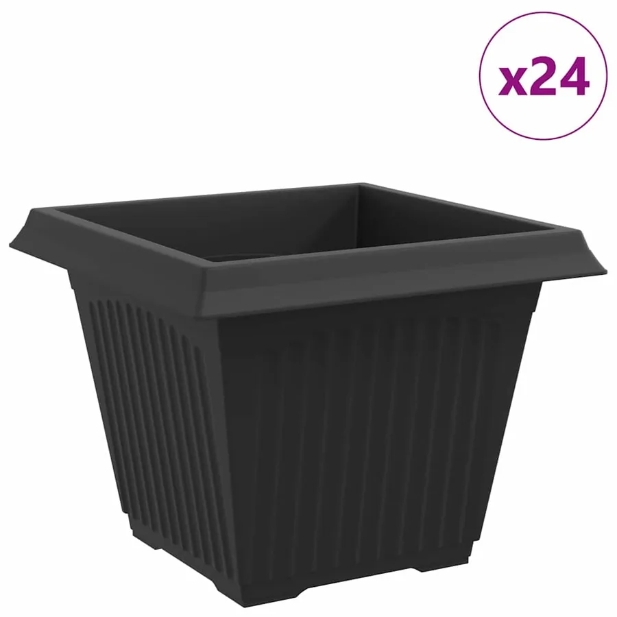 Pot de Fleurs Carré 24 pcs Noir 43 x 43 x 33,5 cm Plastique - 2