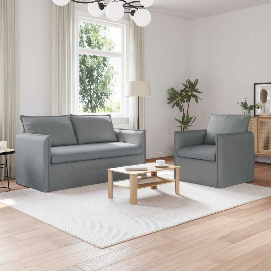Ensemble de Canapés 2 pcs Gris clair 156 x 82 x 85 cm Tissu