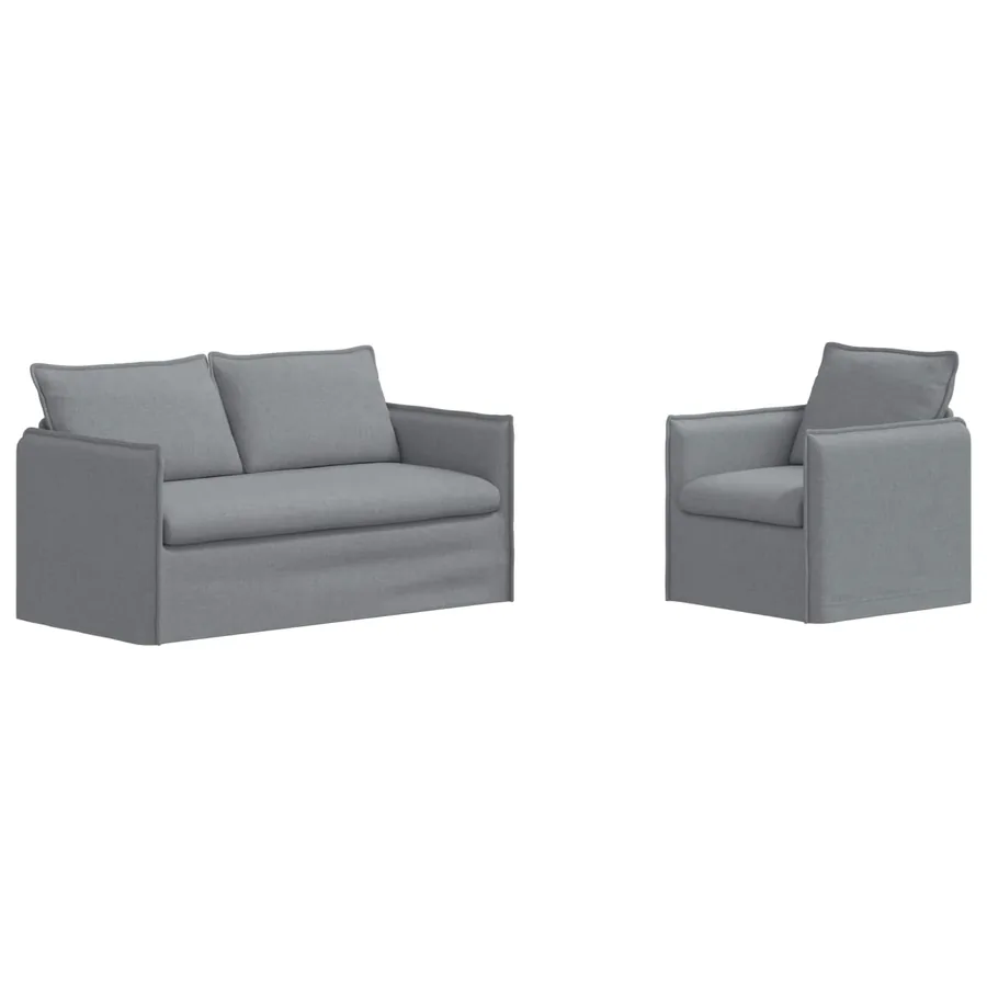 Ensemble de Canapés 2 pcs Gris clair 156 x 82 x 85 cm Tissu - 2