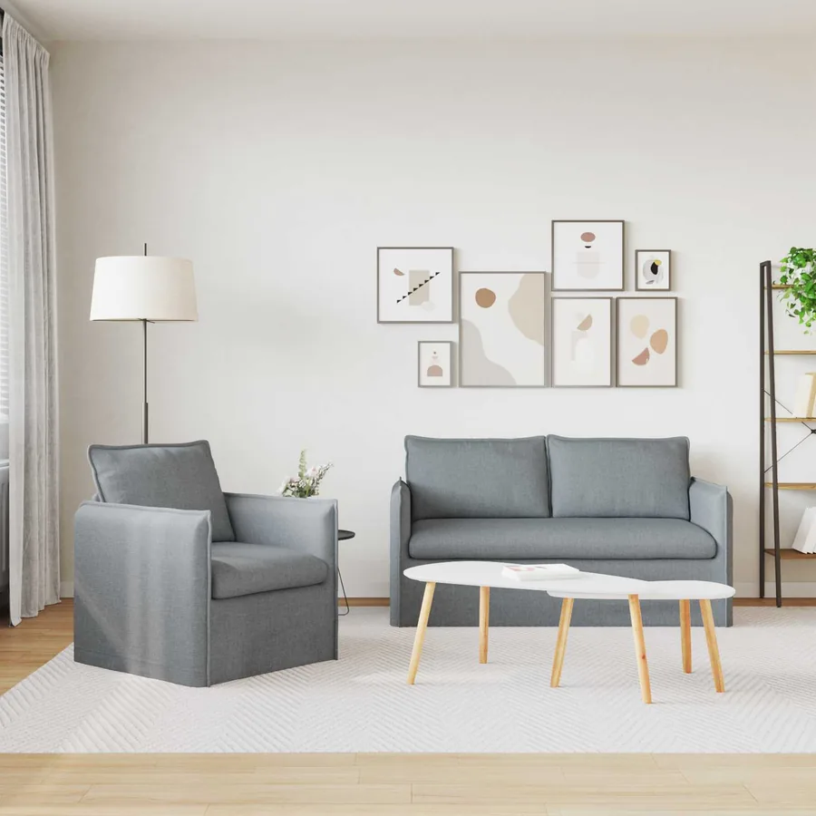 Ensemble de Canapés 2 pcs Gris clair 156 x 82 x 85 cm Tissu - 3