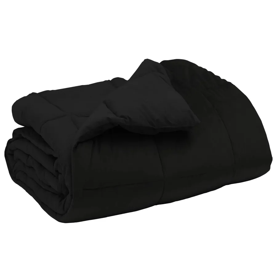 Duvet d'hiver Matelassé Noir 155 x 200 cm Microfibre - 2