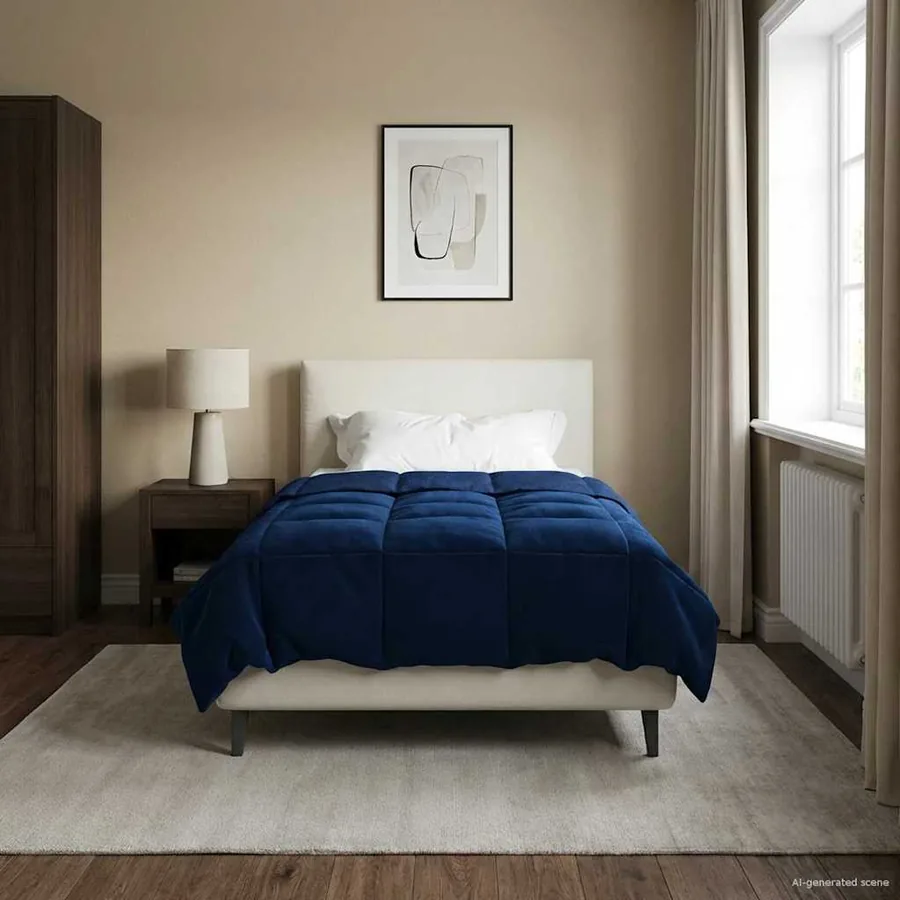 Duvet d'hiver Matelassé Bleu foncé 140 x 200 cm Microfibre