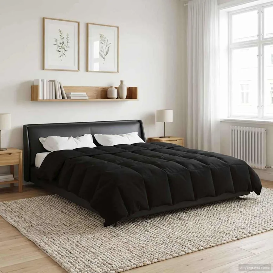 Duvet d'hiver Matelassé Noir 240 x 260 cm Microfibre - 4