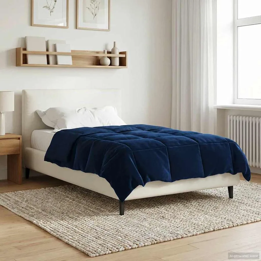 Duvet complet toute l'année Bleu foncé 140 x 200 cm Microfibre