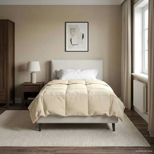 Duvet complet toute l'année Crème 140 x 220 cm Microfibre