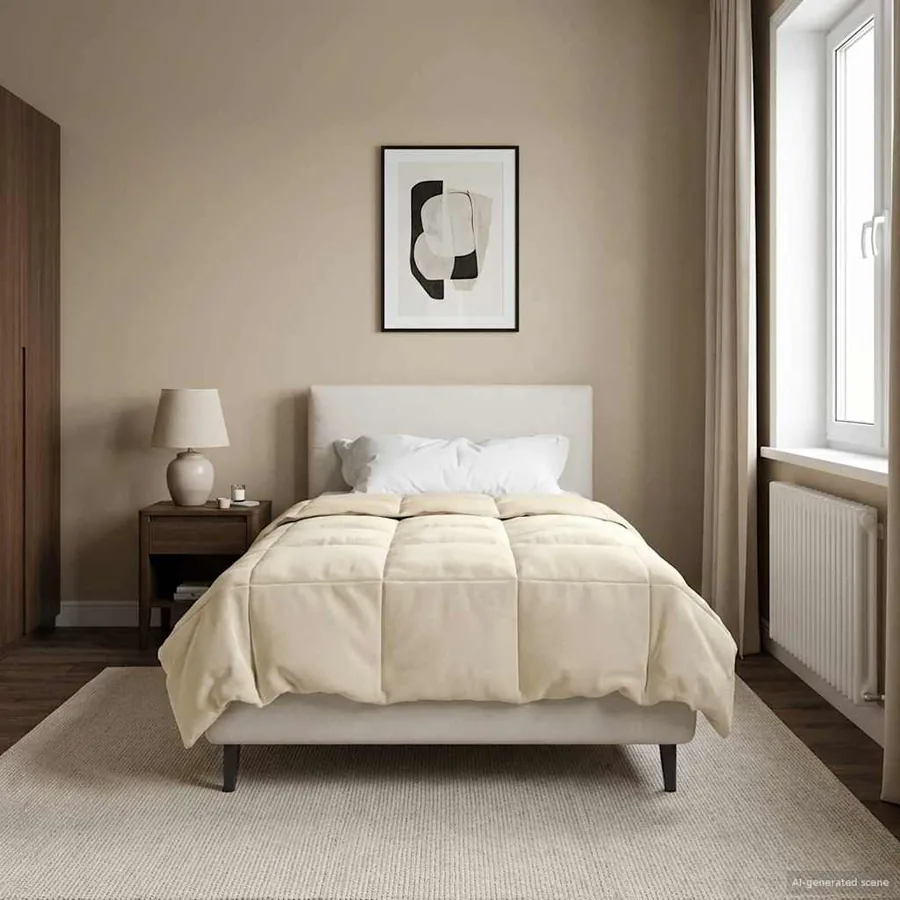 Duvet d'été simple Matelassé Crème 135 x 220 cm Microfibre
