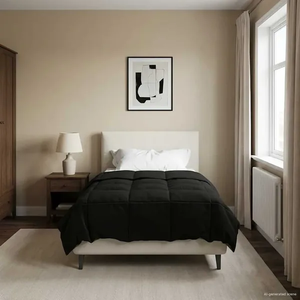Duvet d'hiver Matelassé Noir 140 x 220 cm Microfibre