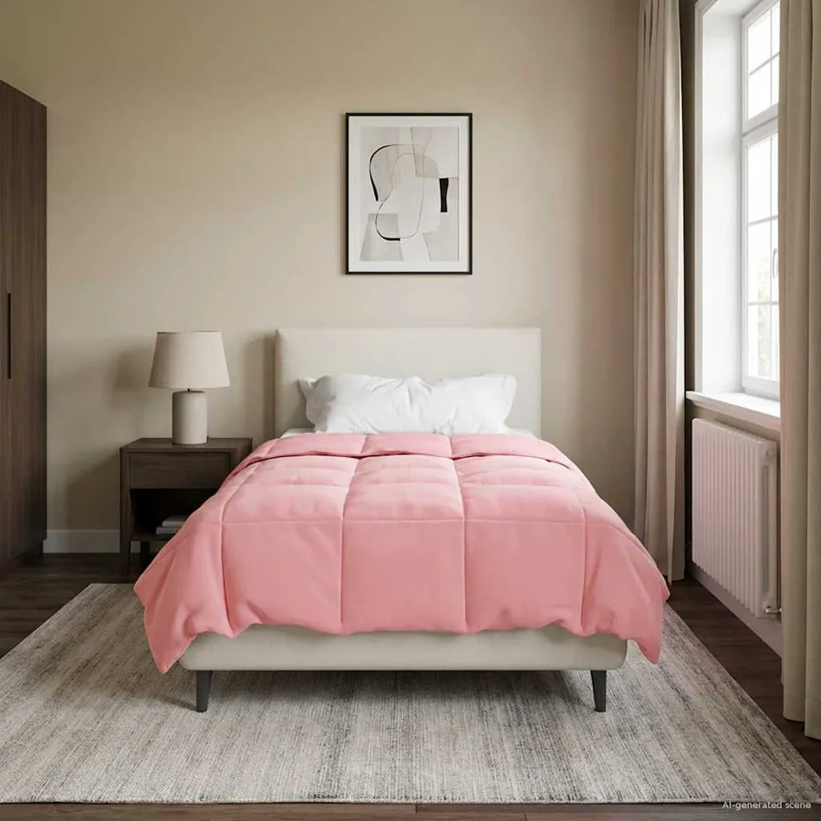 Duvet complet toute l'année Rose 155 x 200 cm Microfibre - 4