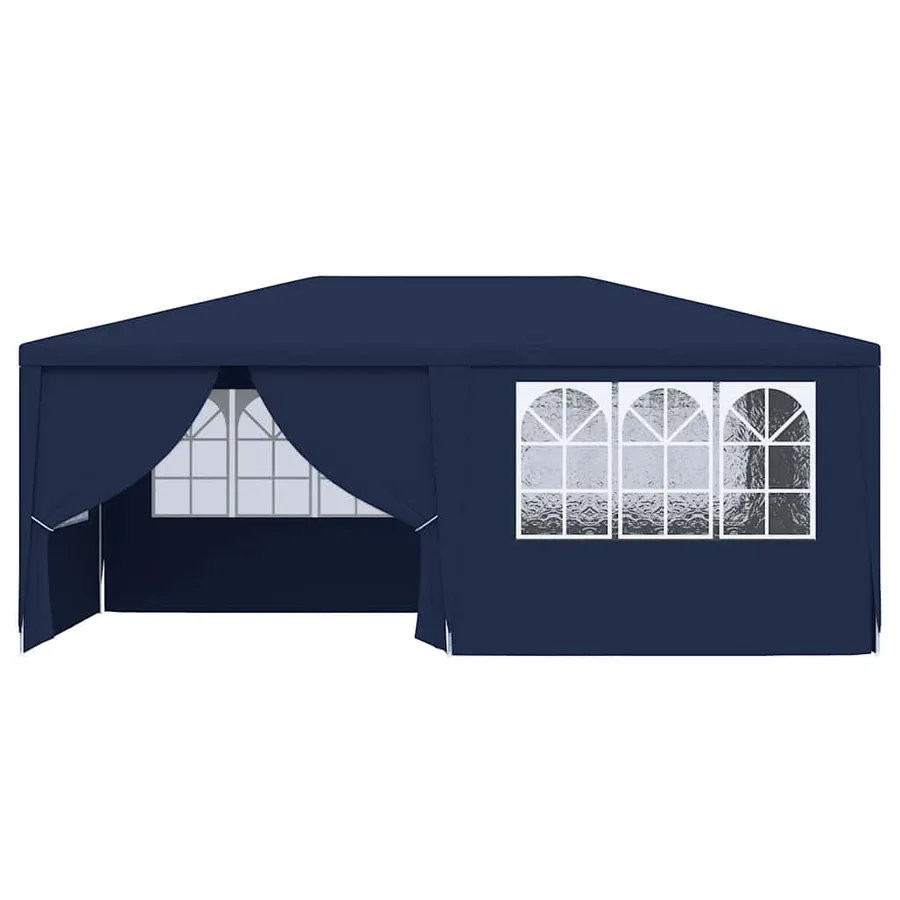 Tente de réception avec parois latérales 4x6 m Bleu 90 g/m² - 4