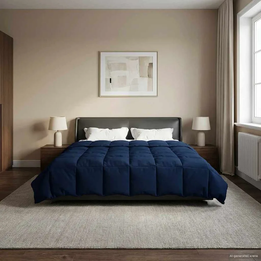 Duvet d'hiver Matelassé Bleu foncé 200 x 200 cm Microfibre - 4