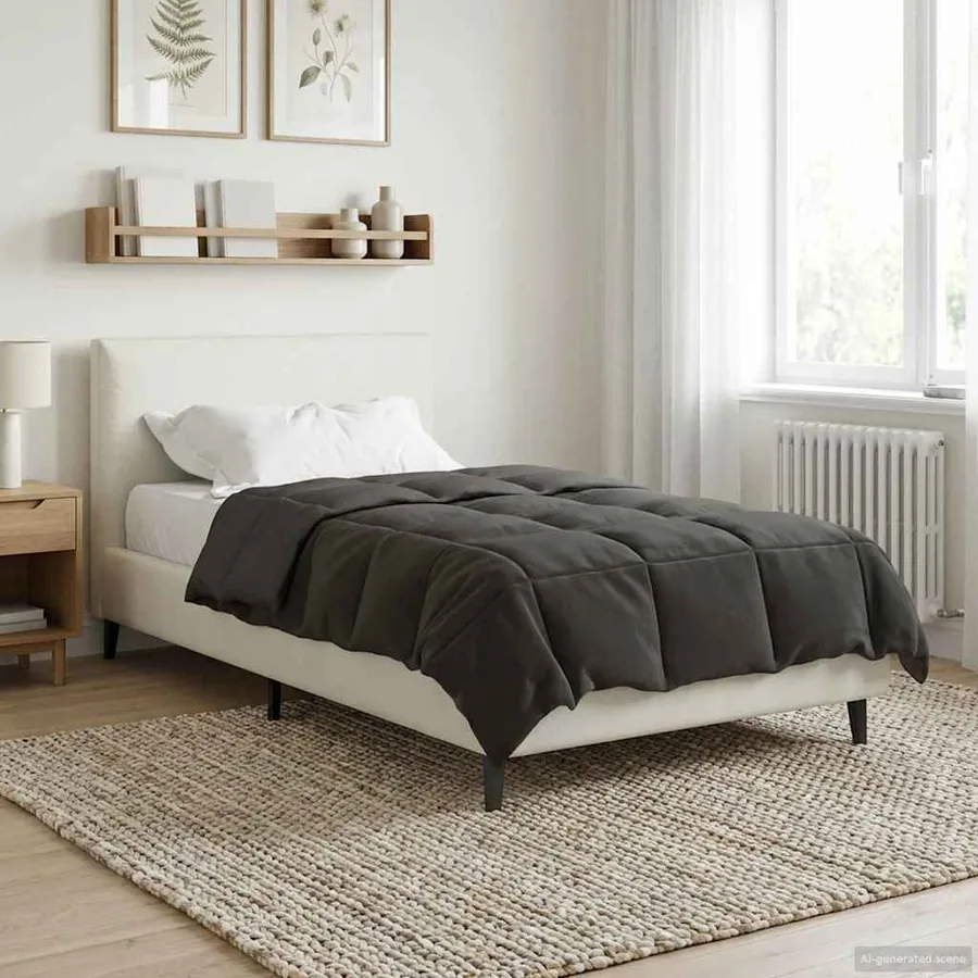Duvet complet toute l'année Anthracite 135 x 200 cm Microfibre