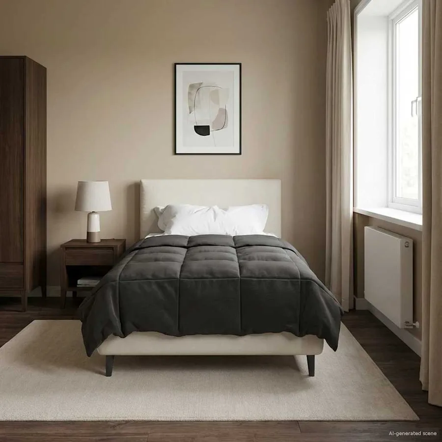 Duvet complet toute l'année Anthracite 135 x 200 cm Microfibre - 4