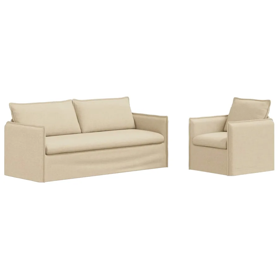 Ensemble de Canapés 2 pcs Crème 196 x 82 x 85 cm Tissu - 2