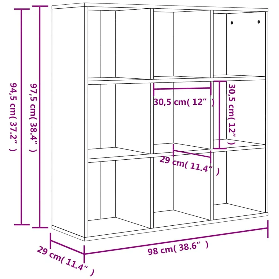 Bookcase Sonoma Oak 98x29x97.5 cm Engineered Wood - 7