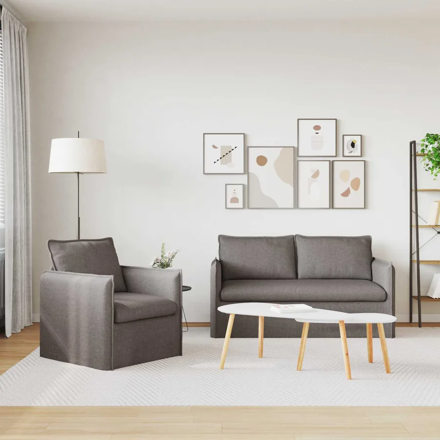 Ensemble de Canapés 2 pcs Taupe 156 x 82 x 85 cm Tissu - 3