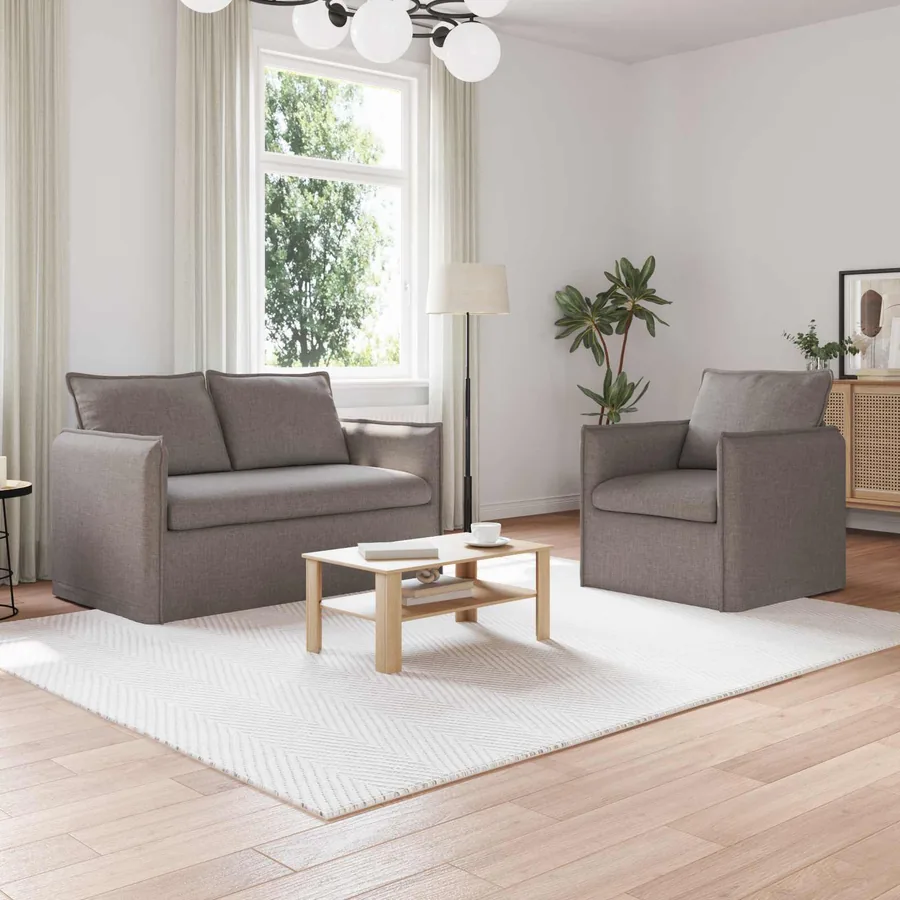 Ensemble de Canapés 2 pcs Taupe 136 x 82 x 85 cm Tissu